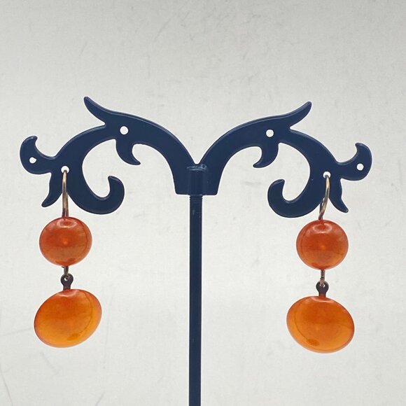 Jewelry - Vtg Baltic Amber Earrings Soviet 875 Silver USSR Hallmark Mid Century Hinge Back